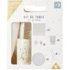 Kit jetable Bonne année vaisselle et accessoire 6 personnes doré