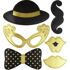Kit photo booth noir et doré 10 pièces