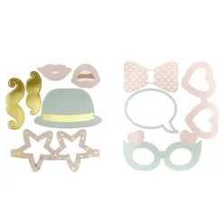 Kit photo booth rose, vert et doré 10 pièces