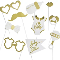 Kit photobooth baby doré x10