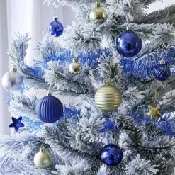 Kit XL décoration de sapin bleu et doré 82 pièces