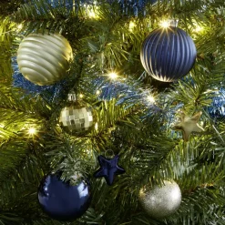 Kit XL décoration de sapin bleu et doré 82 pièces