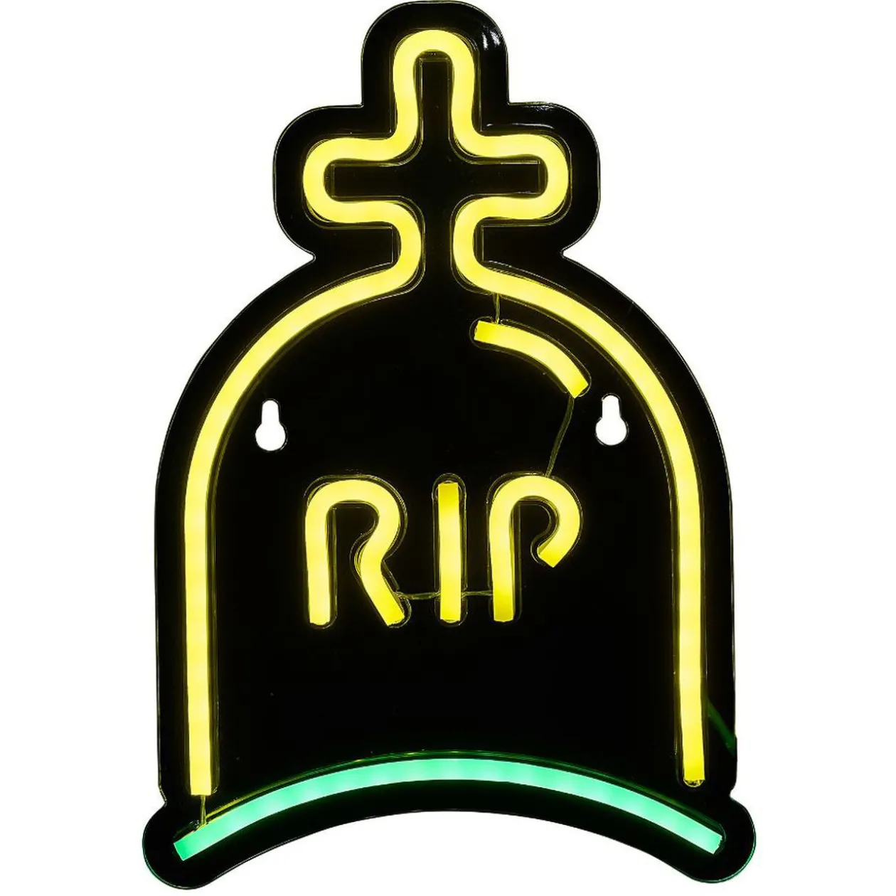 Lampe néon Halloween RIP vert et jaune 26xH18cm
