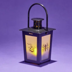 Lanterne LED Halloween animée à piles 7,4x7,4xH15,5cm