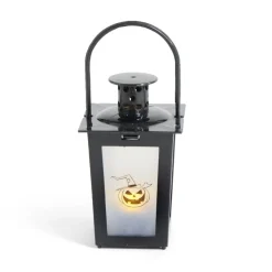 Lanterne LED Halloween animée à piles 7,4x7,4xH15,5cm