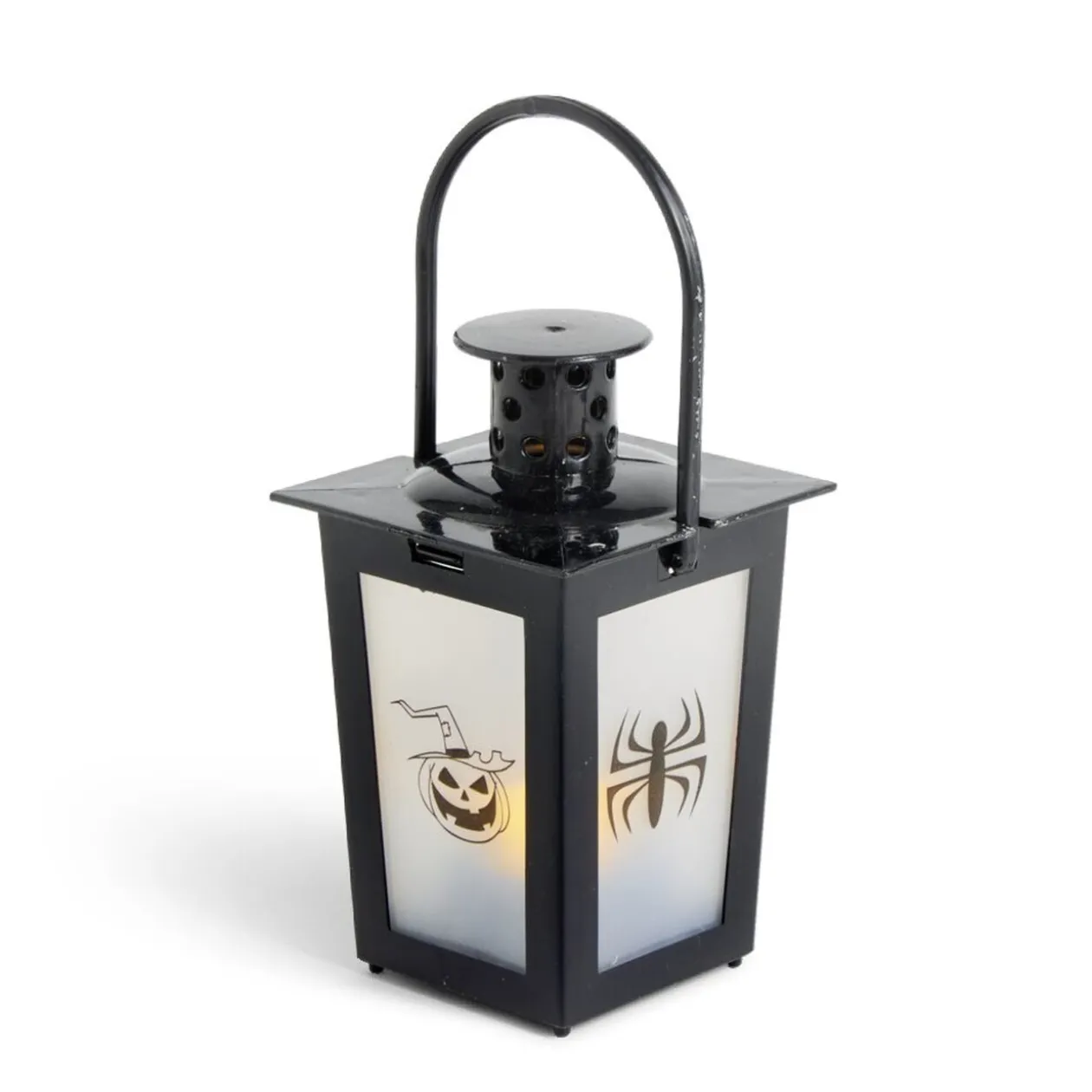 Lanterne LED Halloween animée à piles 7,4x7,4xH15,5cm