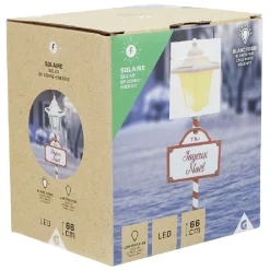 Lanterne lumineuse à planter solaire H75cm effet flamme vascillante