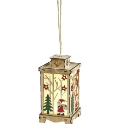 Lanterne lumineuse intérieur en bois décor Noël