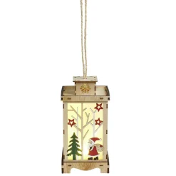Lanterne lumineuse intérieur en bois décor Noël