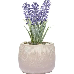 Lavande artificielle dans son cache pot en ciment