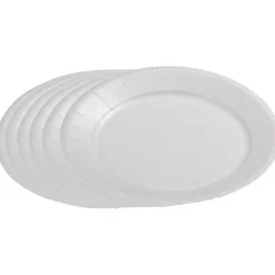 Lot de 50 assiettes à dessert rondes blanches effet enduit en carton