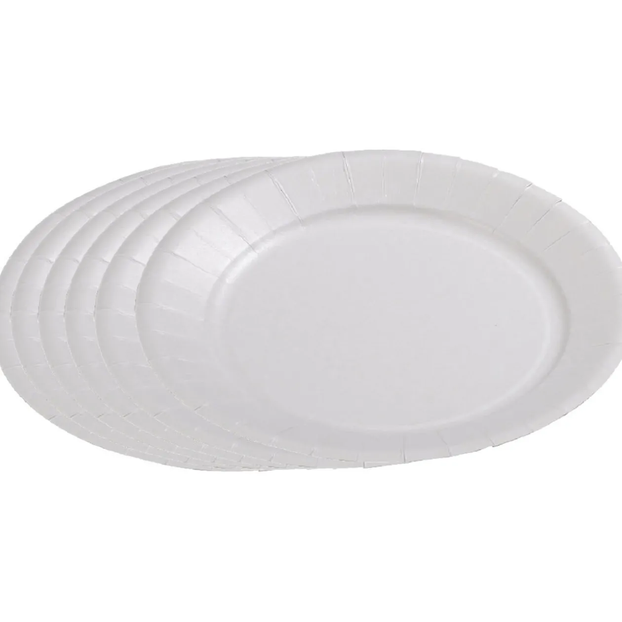 Lot de 50 assiettes à dessert rondes blanches effet enduit en carton