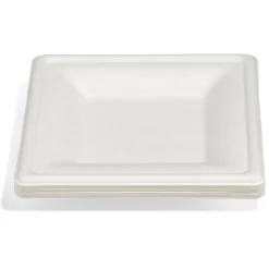 Lot de 12 assiettes à dessert carrées en canne à sucre