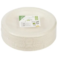Lot de 50 assiettes à dessert rondes jetables en canne à sucre