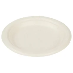 Lot de 50 assiettes à dessert rondes jetables en canne à sucre