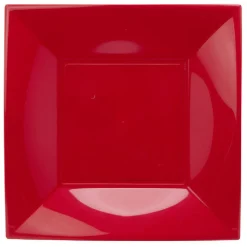 Lot de 6 assiettes à dessert réutilisables rouges