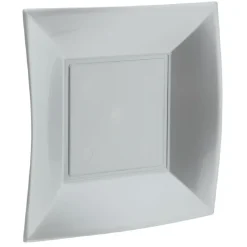 Lot de 6 assiettes à dessert réutilisables argentées