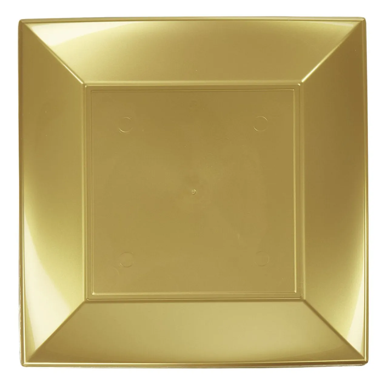 Lot de 6 assiettes carrées dorées en plastique réutilisable