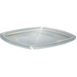 Lot de 6 assiettes carrées plastique transparent à bord arrondi 22x22 cm