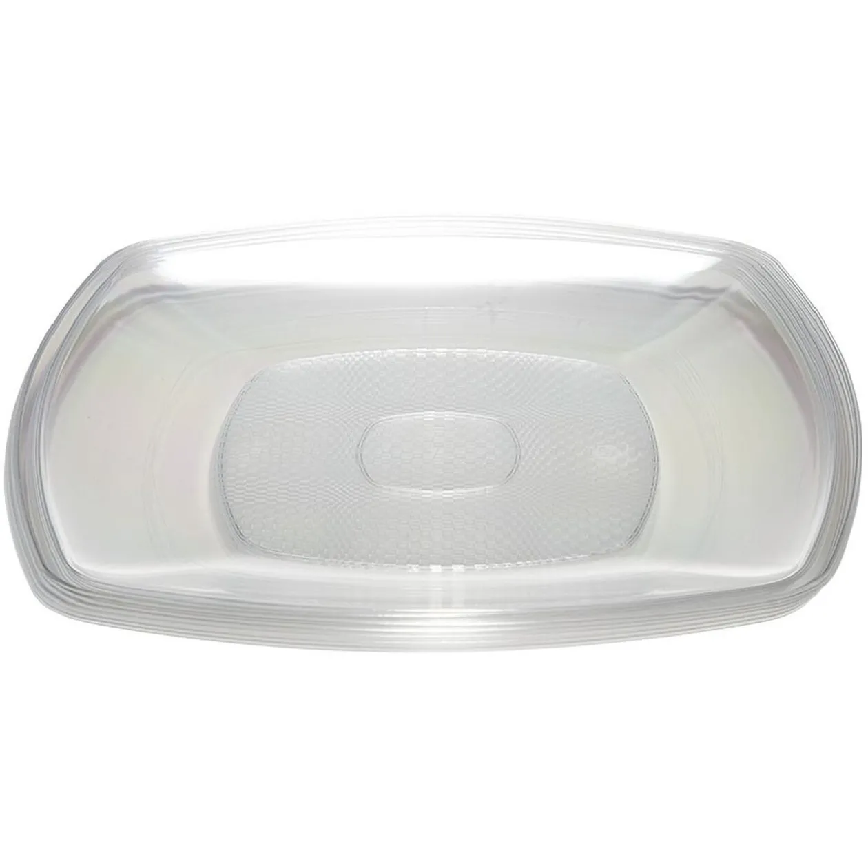 Lot de 6 assiettes carrées plastique transparent à bord arrondi 22x22 cm
