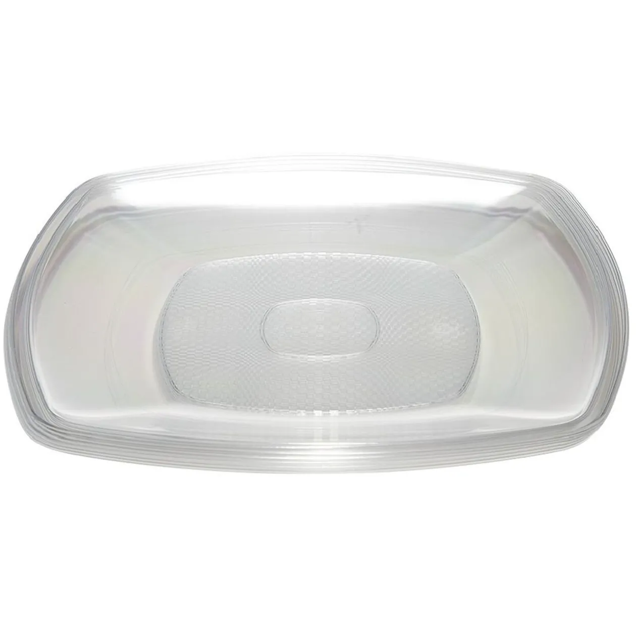 Lot de 6 assiettes carrées plastique transparent à bord arrondi 18,5x18,5 cm