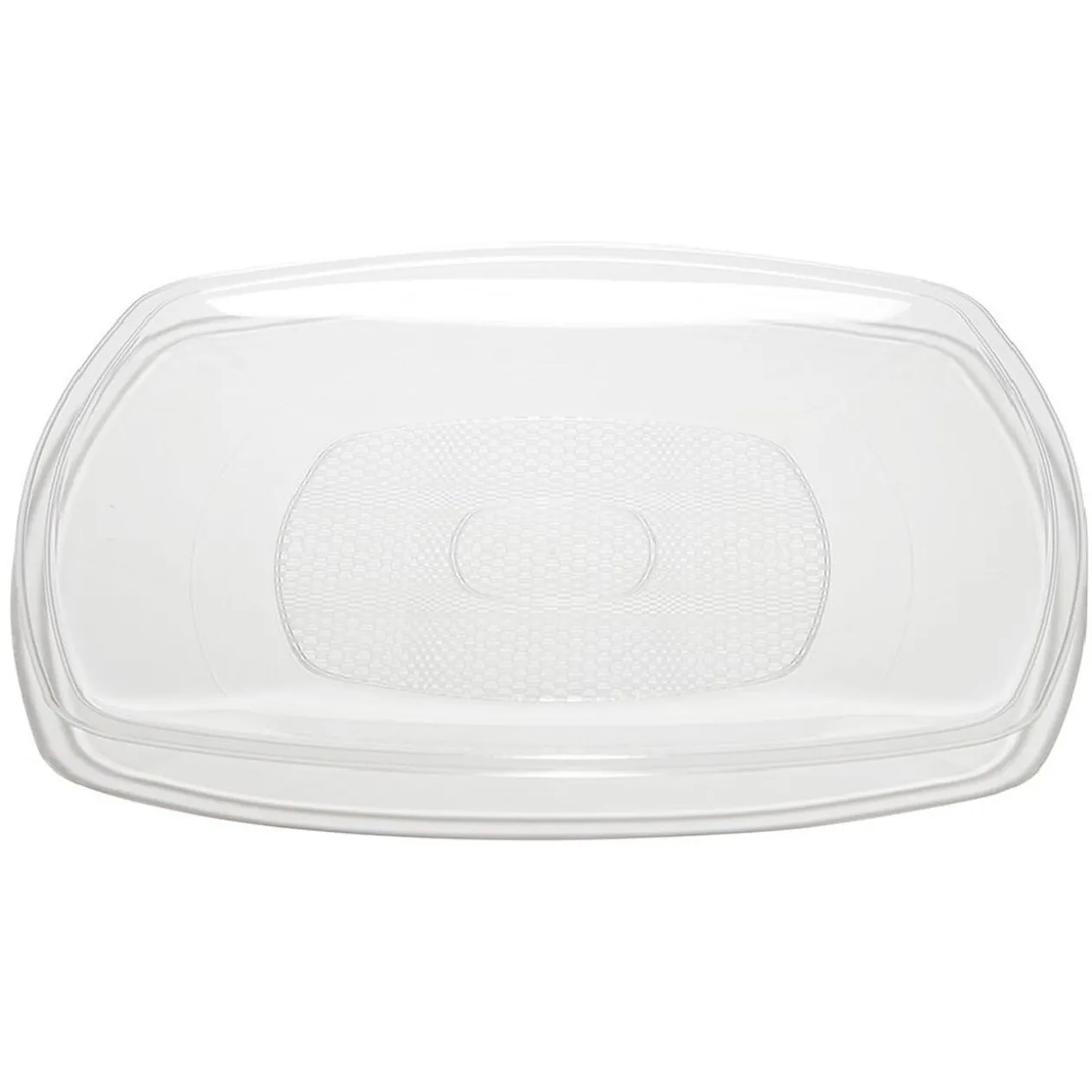 Lot de 6 assiettes carrées plastique transparent à bord arrondi 18,5x18,5 cm