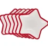 Lot de 10 assiettes carton étoile blanc avec liseré rouge