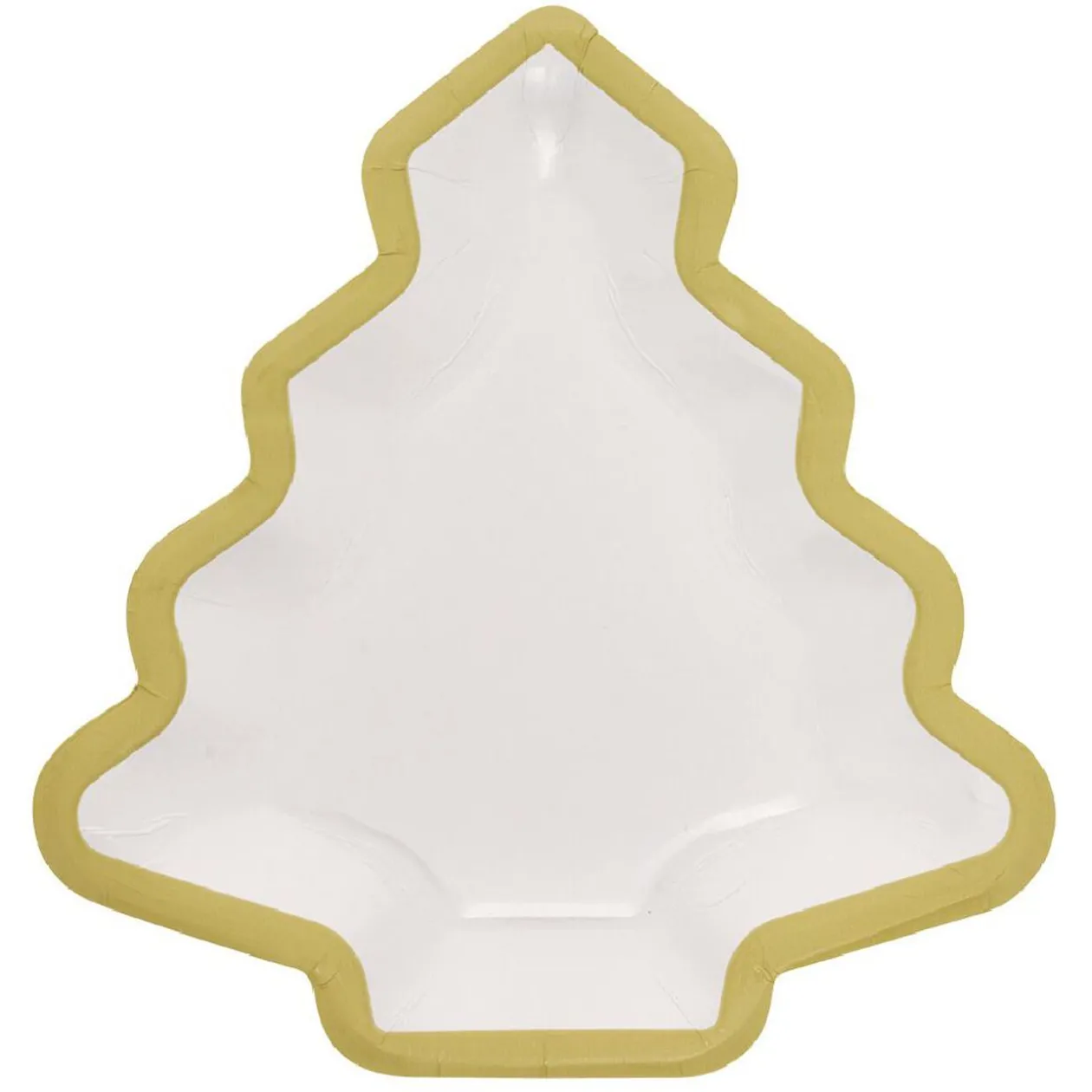 Lot de 10 assiettes carton Sapin blanc avec liseré doré