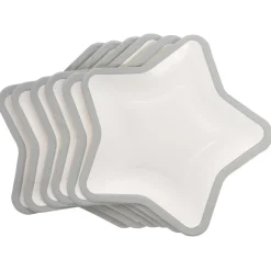Lot de 10 assiettes carton étoile blanc avec liseré argenté