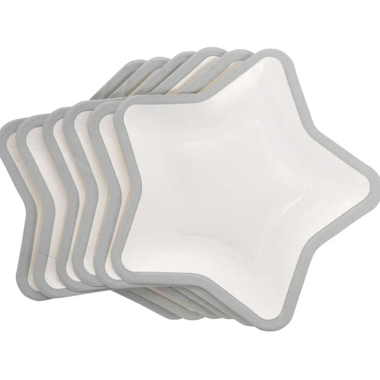 Lot de 10 assiettes carton étoile blanc avec liseré argenté