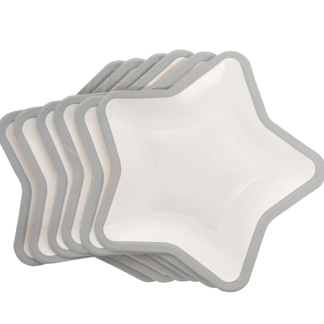 Lot de 10 assiettes carton étoile blanc avec liseré argenté