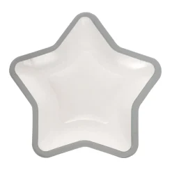 Lot de 10 assiettes carton étoile blanc avec liseré argenté