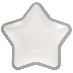 Lot de 10 assiettes carton étoile blanc avec liseré argenté