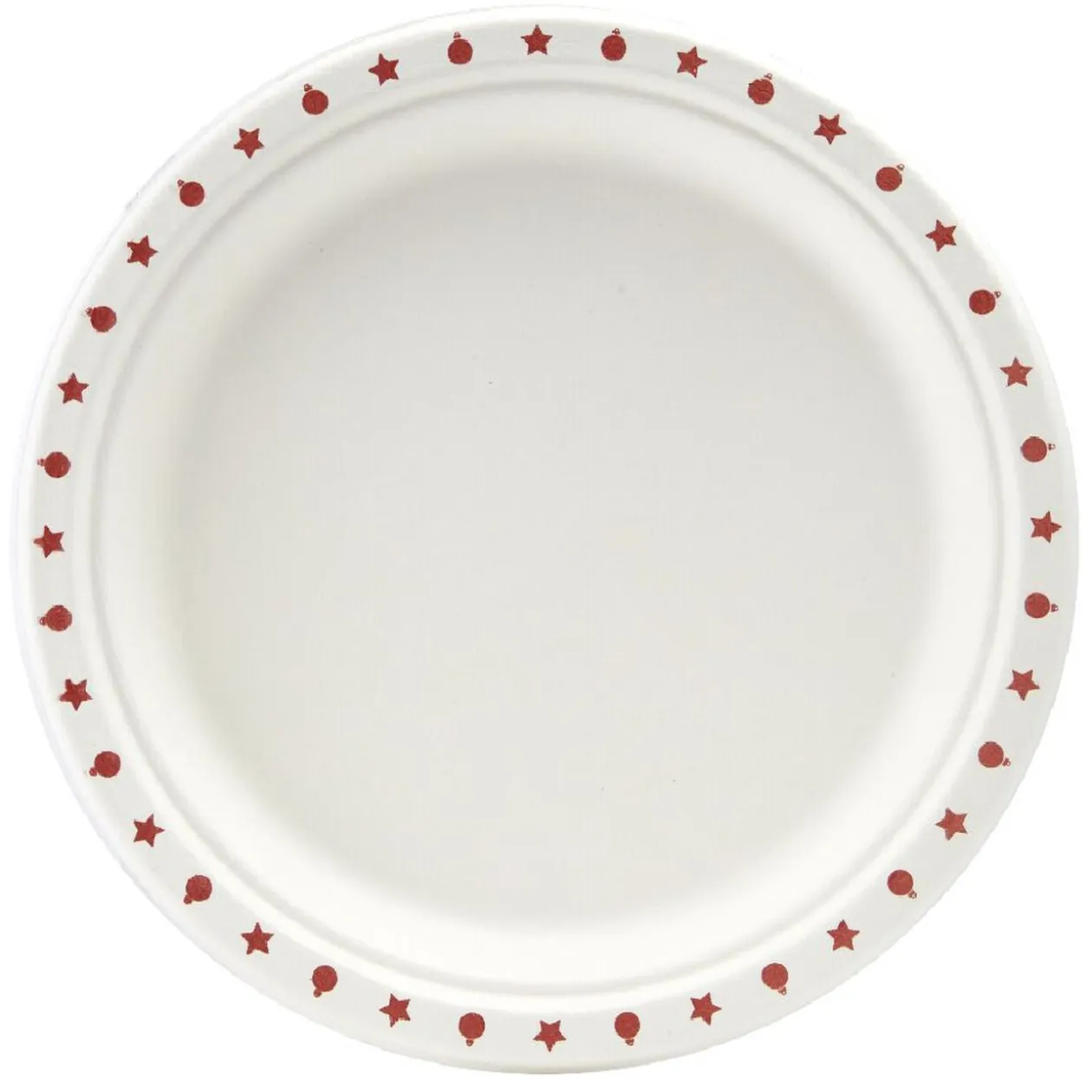 Lot de 20 assiettes en canne à sucre bord imprimé Ø22,5cm