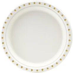 Lot de 20 assiettes en canne à sucre bord imprimé Ø22,5cm