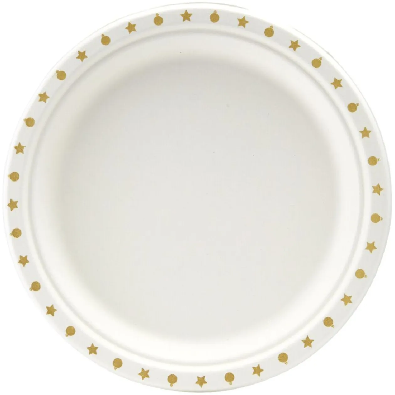 Lot de 20 assiettes en canne à sucre bord imprimé Ø22,5cm