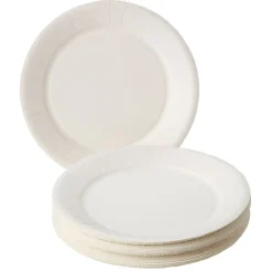 Lot de 50 assiettes en carton blanc Ø23 cm