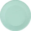 Lot de 10 assiettes en carton vert d'eau Ø23 cm