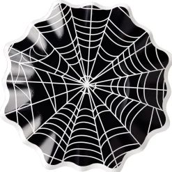 Lot de 10 assiettes en carton design toile d'araignée Ø29cm