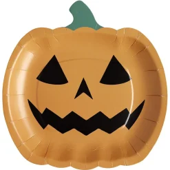 Lot de 10 assiettes en carton design citrouille