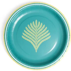 Lot de 10 assiettes en carton bleu bordure dorée Ø23cm