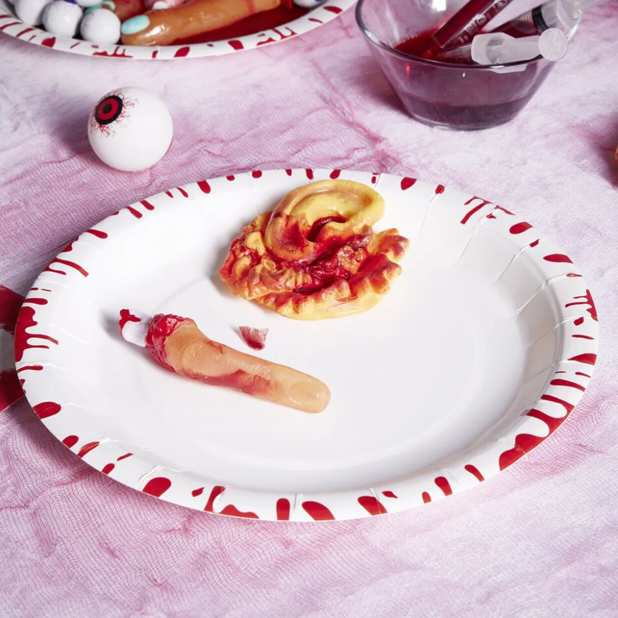 Lot de 8 assiettes en carton Ø23cm design sang Halloween