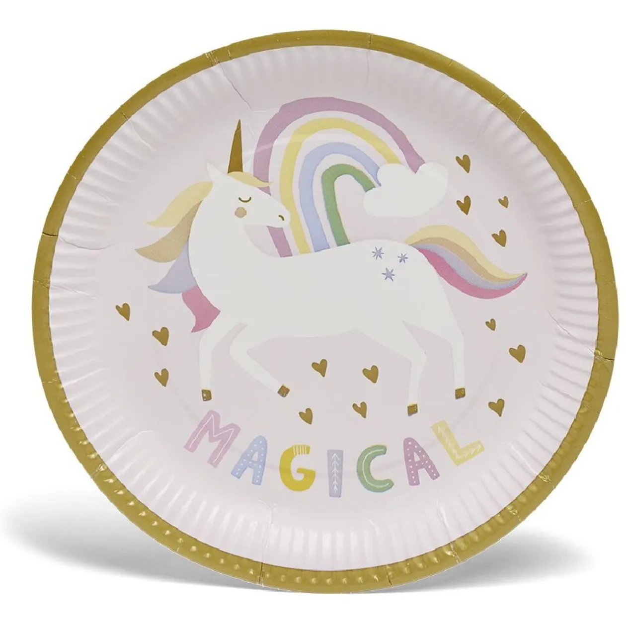 Lot de 8 assiettes motif licorne carton Ø23cm