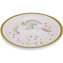 Lot de 8 assiettes motif licorne carton Ø23cm