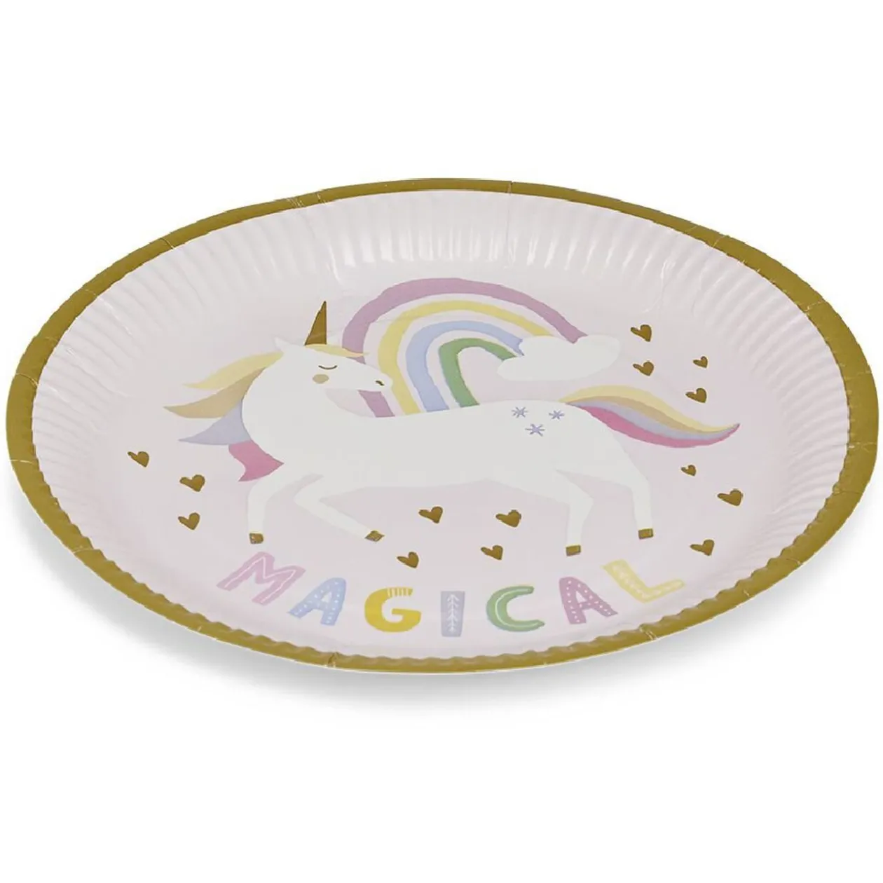 Lot de 8 assiettes motif licorne carton Ø23cm