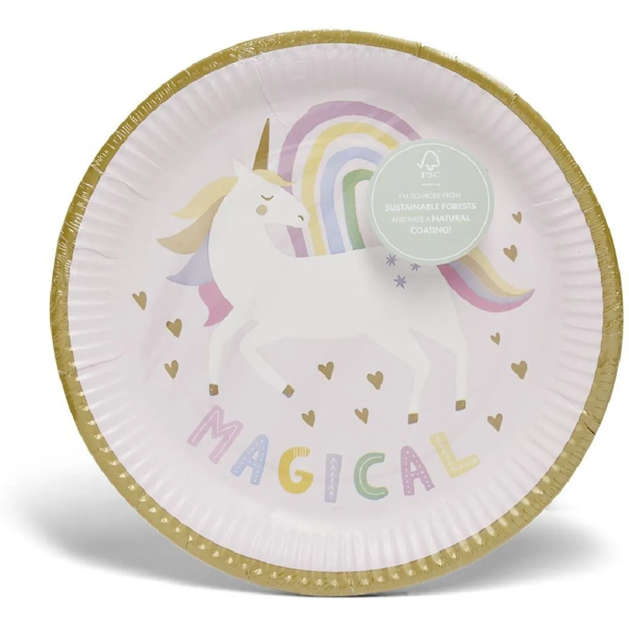 Lot de 8 assiettes motif licorne carton Ø23cm