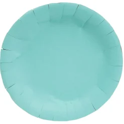 Lot de 10 assiettes plate ronde carton bleu Ø23cm