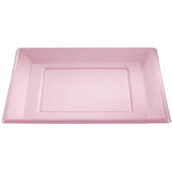 Lot de 6 assiettes plates carrées en plastique réutilisable rose