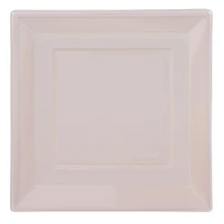 Lot de 6 assiettes plates carrées en plastique réutilisable rose pâle
