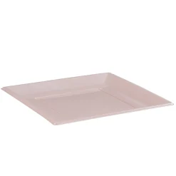 Lot de 6 assiettes plates carrées en plastique réutilisable rose pâle